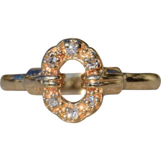 SOLD - The Yurok:  Ladies Vintage Yellow Gold and Diamond Buckle Style Ring