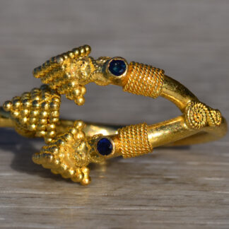 SOLD - The Yoncalla:  Ladies 22K Brutalist Style Adjustable Band set with Sapphires