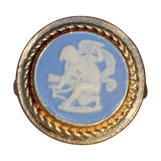 SOLD - The Glenada:  Ladies 14K English Blue Wedgwood Angel Cameo Ring