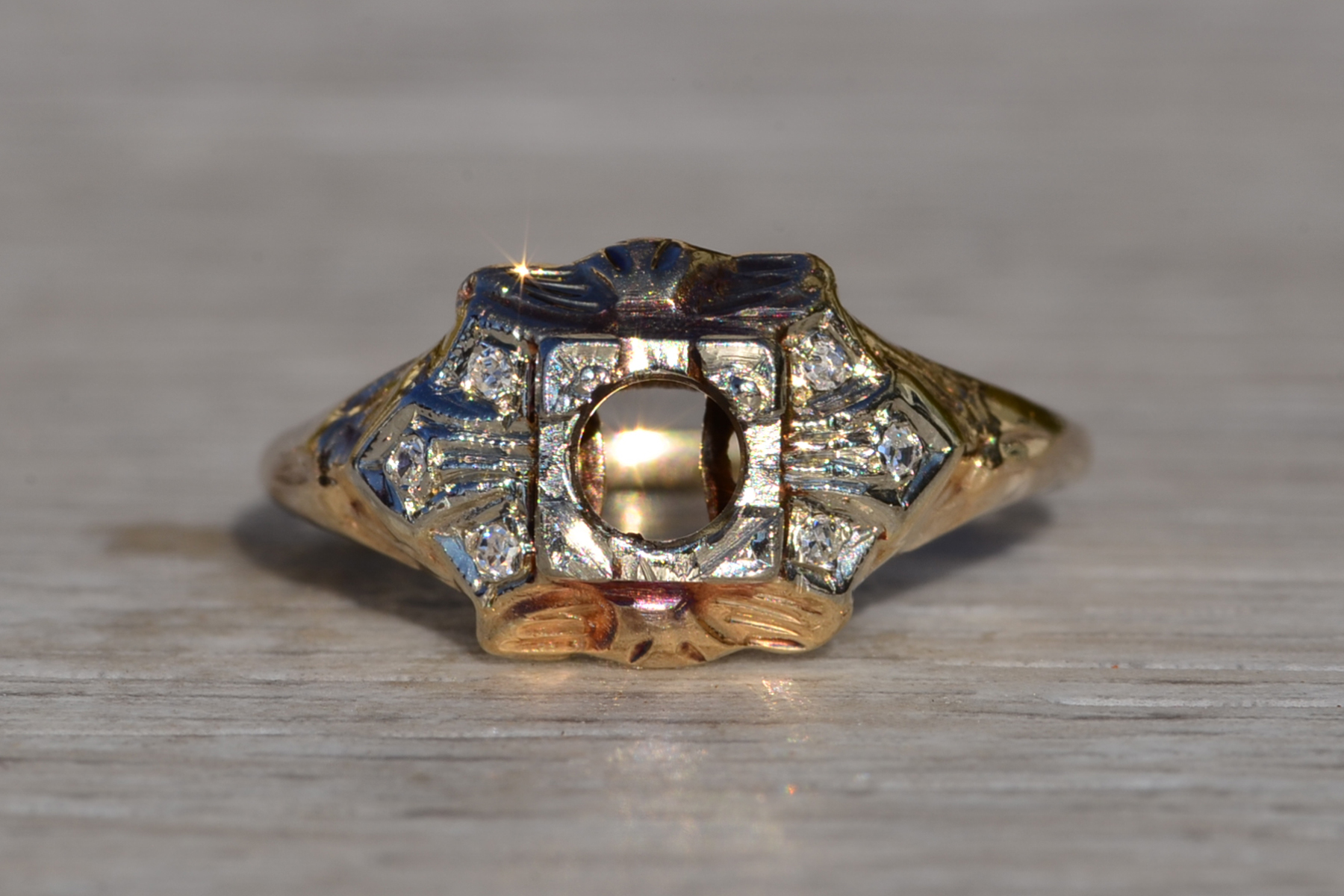 Ladies Antique 14K Two Tone Semi-Mount - Image 2