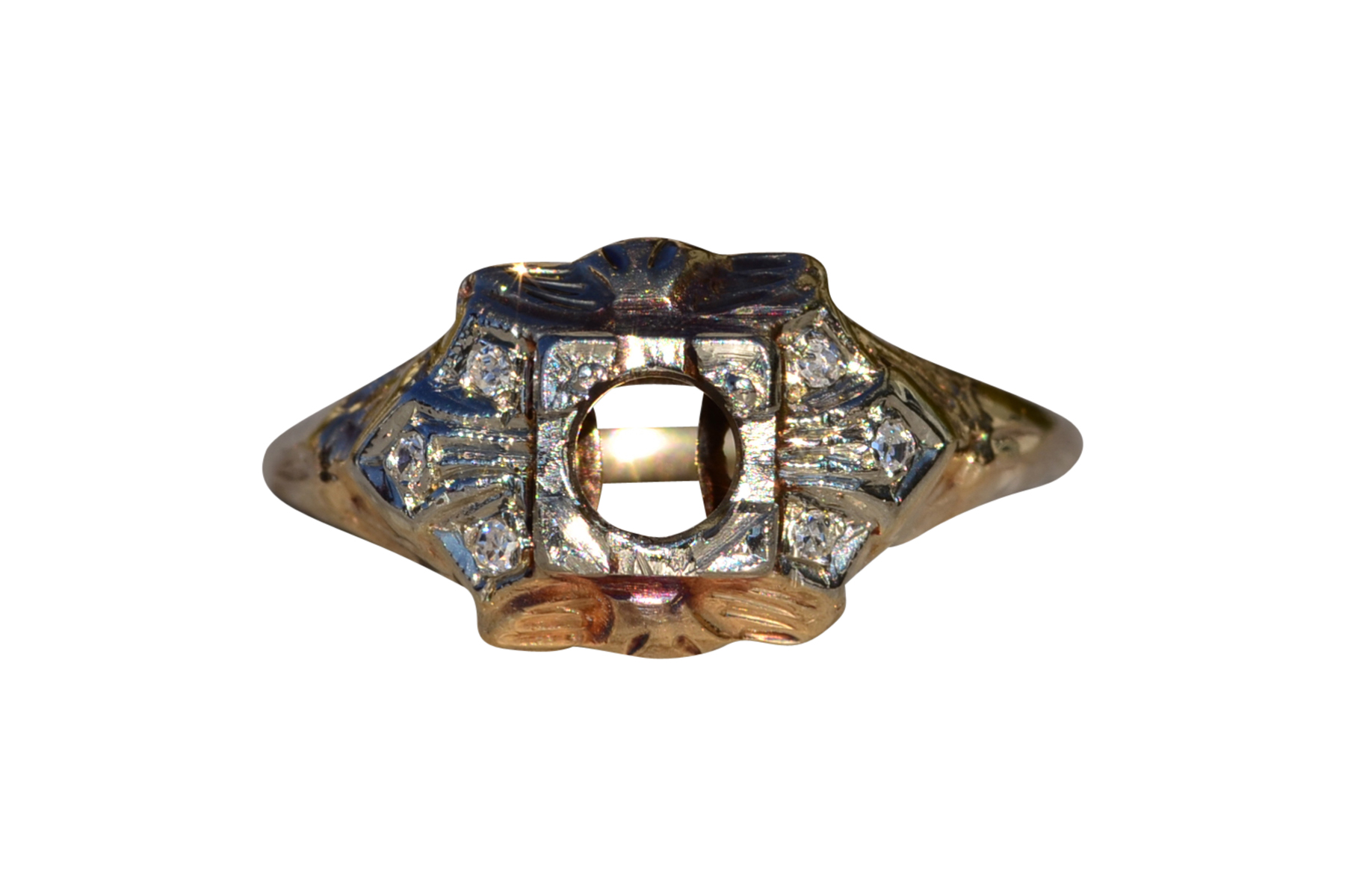 Ladies Antique 14K Two Tone Semi-Mount