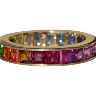 SOLD - The Provolt 2:  Ladies 14K Multicolor Sapphire Rainbow Eternity Band