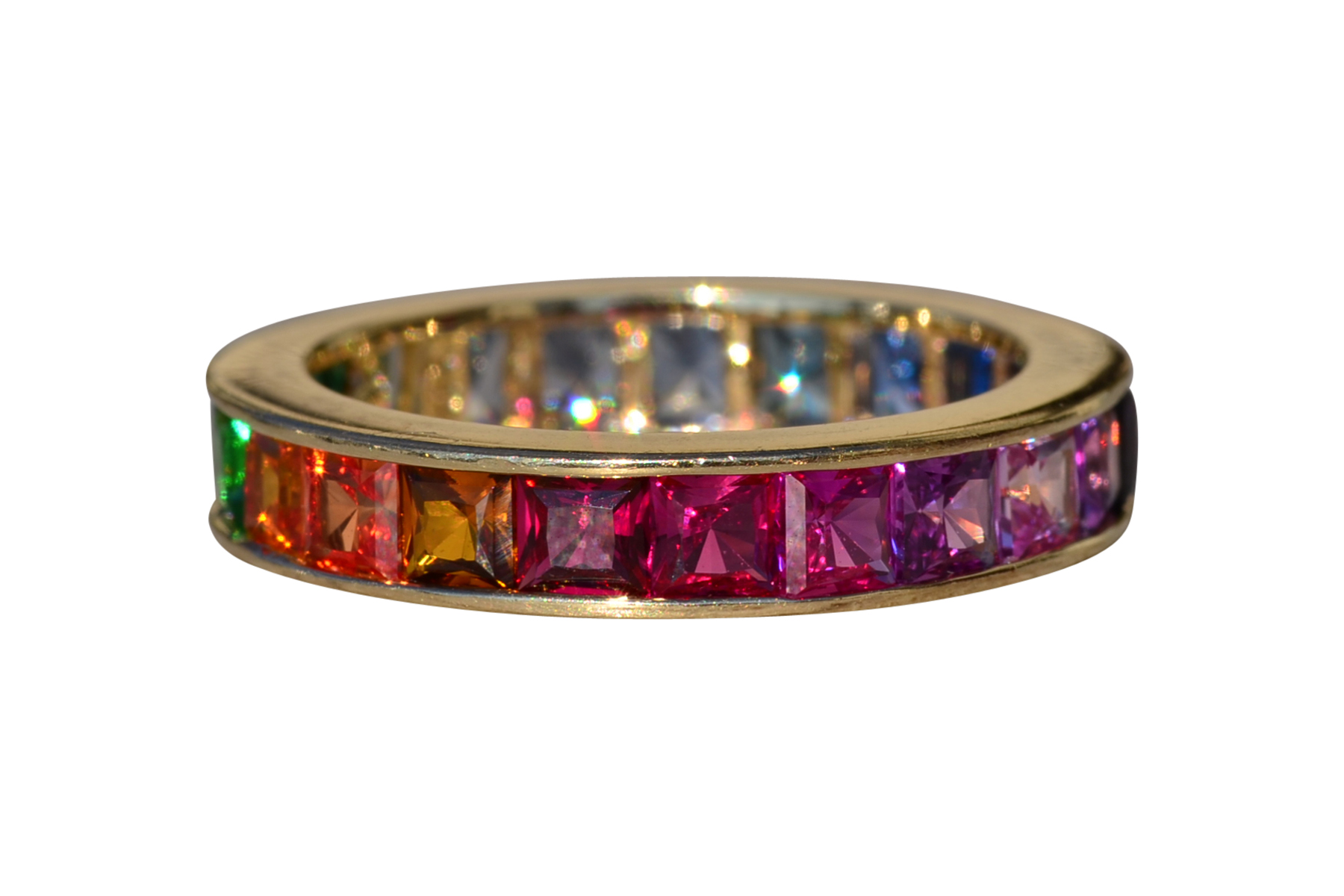 SOLD - The Provolt 2: Ladies 14K Multicolor Sapphire Rainbow Eternity Band