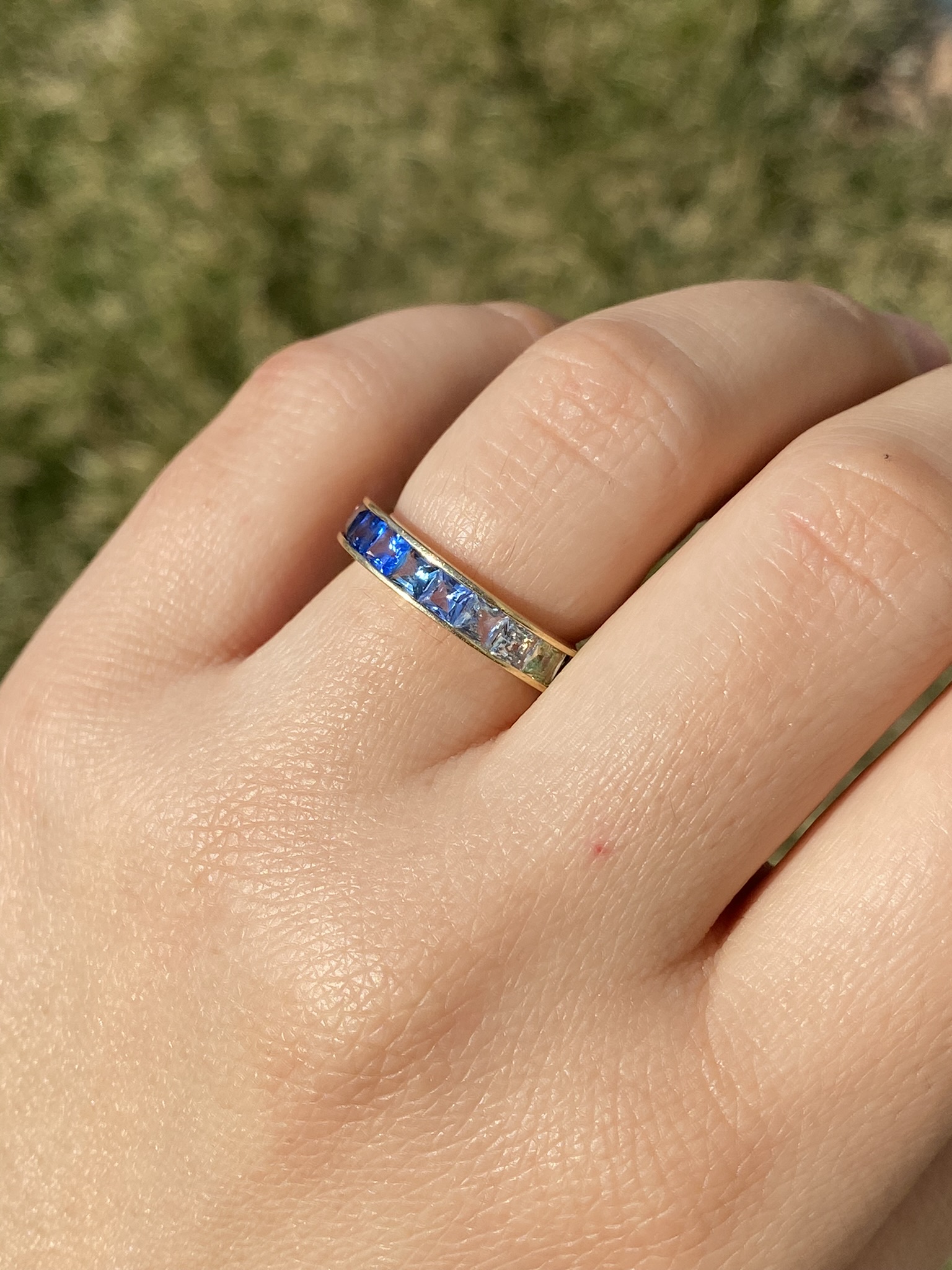 SOLD - The Provolt 2: Ladies 14K Multicolor Sapphire Rainbow Eternity Band - Image 9