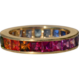 SOLD - The Provolt:  Ladies 14K Multicolor Sapphire Rainbow Eternity Band