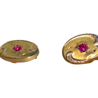 SOLD - Gentlemen's Vintage Yellow Gold and Ruby Cuff Links