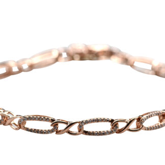 The Vamori:  Ladies Rose Gold Modified Figaro Style Bracelet set with Diamonds