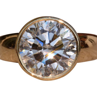 The Bezeler:  Bezel Set Round Brilliant Cut Natural Diamond Engagement Ring in Yellow Gold