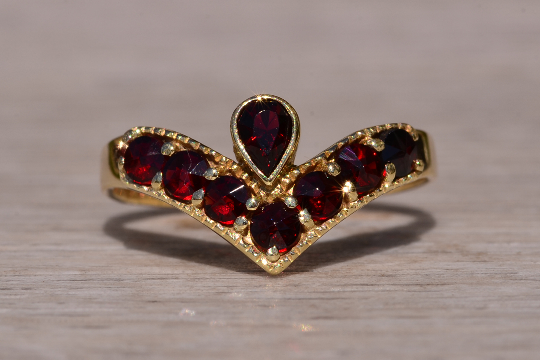 SOLD - The Bilbarin: English Bohemian Rose Cut Garnet Ring in Yellow Gold - Image 2