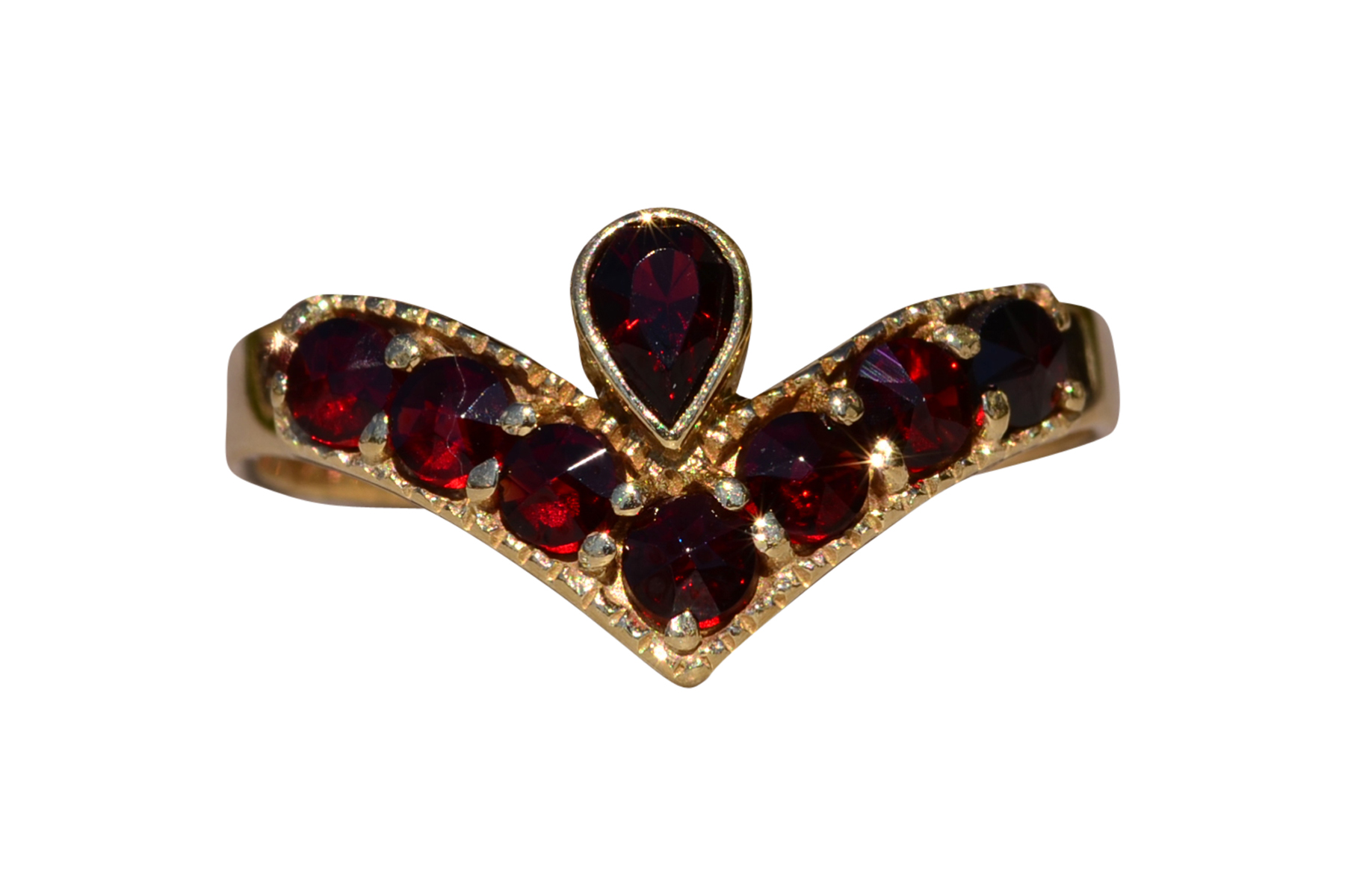 SOLD - The Bilbarin: English Bohemian Rose Cut Garnet Ring in Yellow Gold