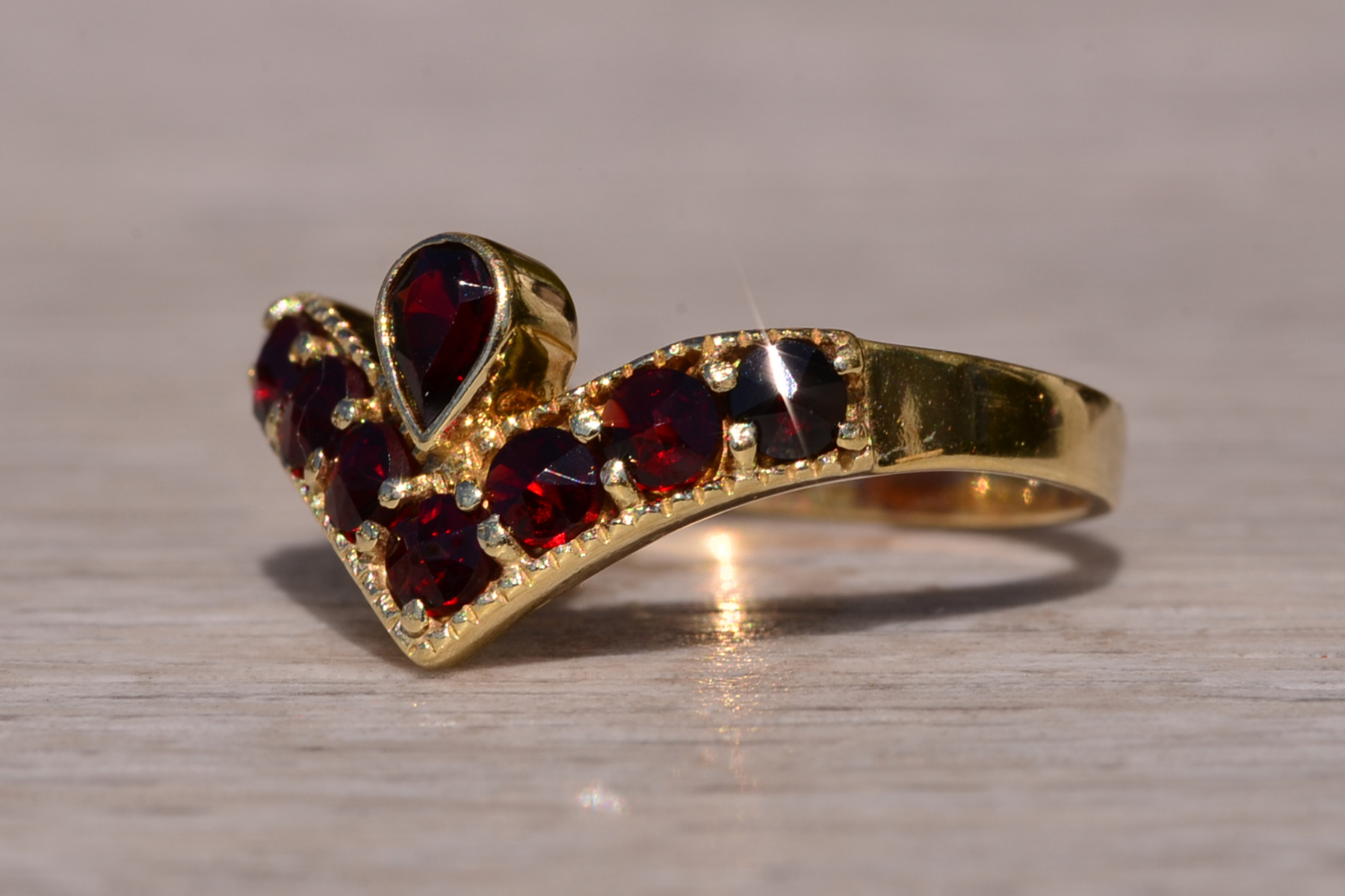 SOLD - The Bilbarin: English Bohemian Rose Cut Garnet Ring in Yellow Gold - Image 3