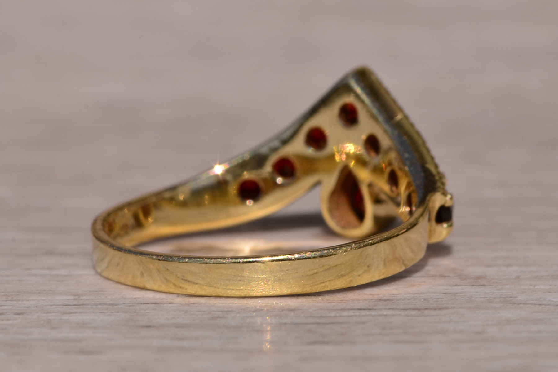 SOLD - The Bilbarin: English Bohemian Rose Cut Garnet Ring in Yellow Gold - Image 5