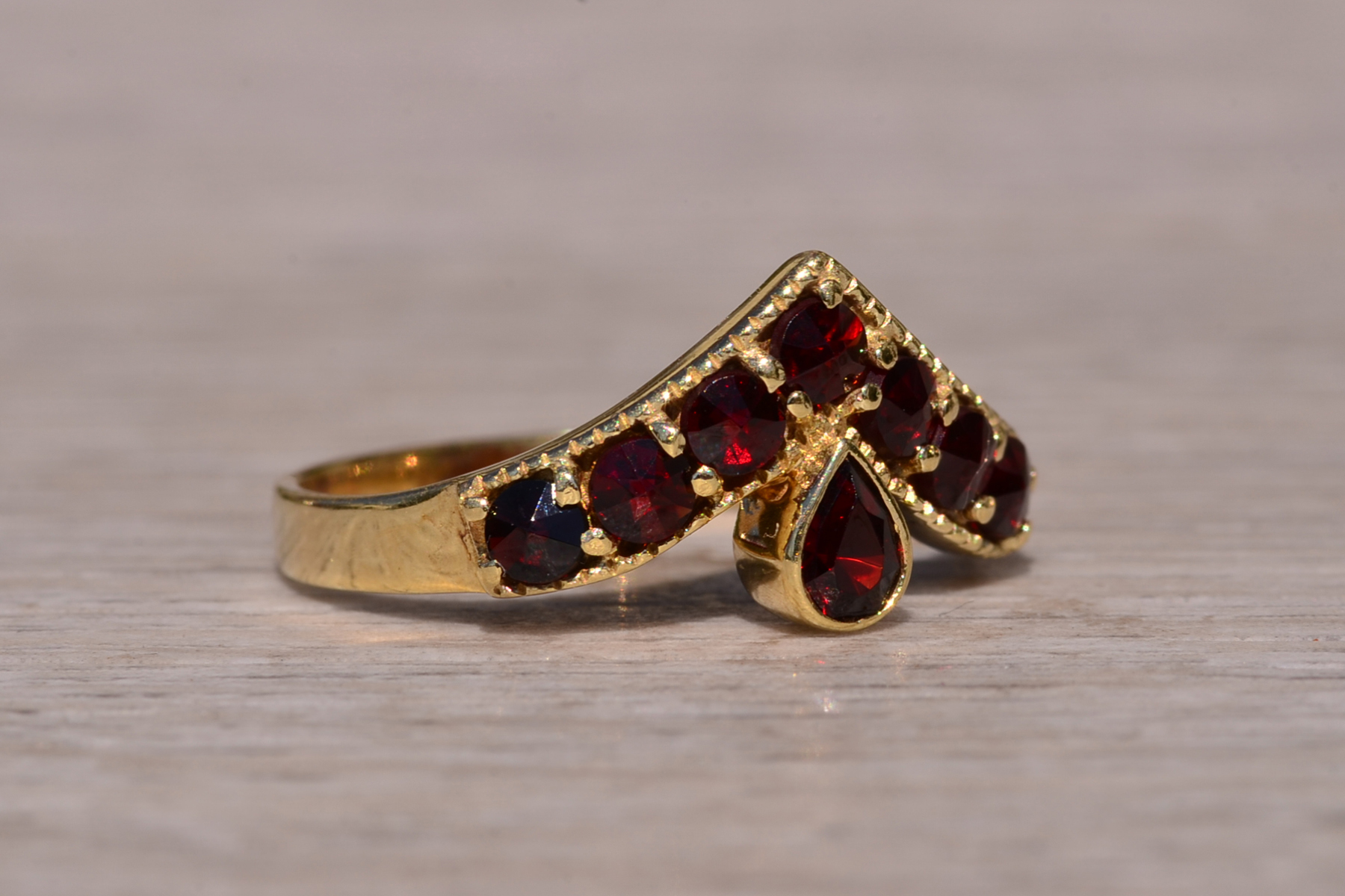 SOLD - The Bilbarin: English Bohemian Rose Cut Garnet Ring in Yellow Gold - Image 6