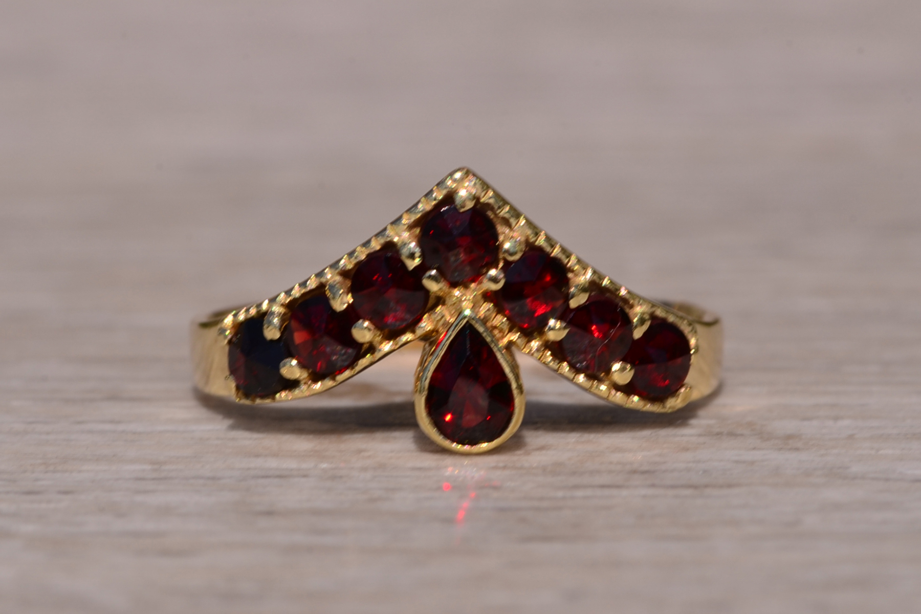 SOLD - The Bilbarin: English Bohemian Rose Cut Garnet Ring in Yellow Gold - Image 7