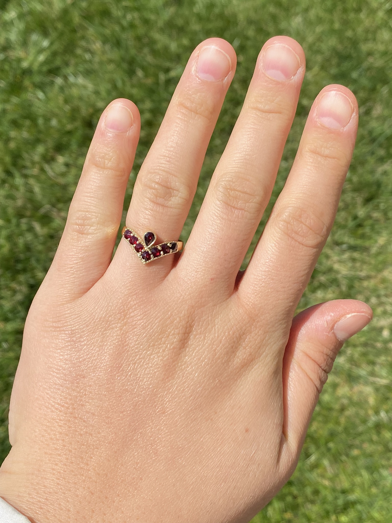 SOLD - The Bilbarin: English Bohemian Rose Cut Garnet Ring in Yellow Gold - Image 8