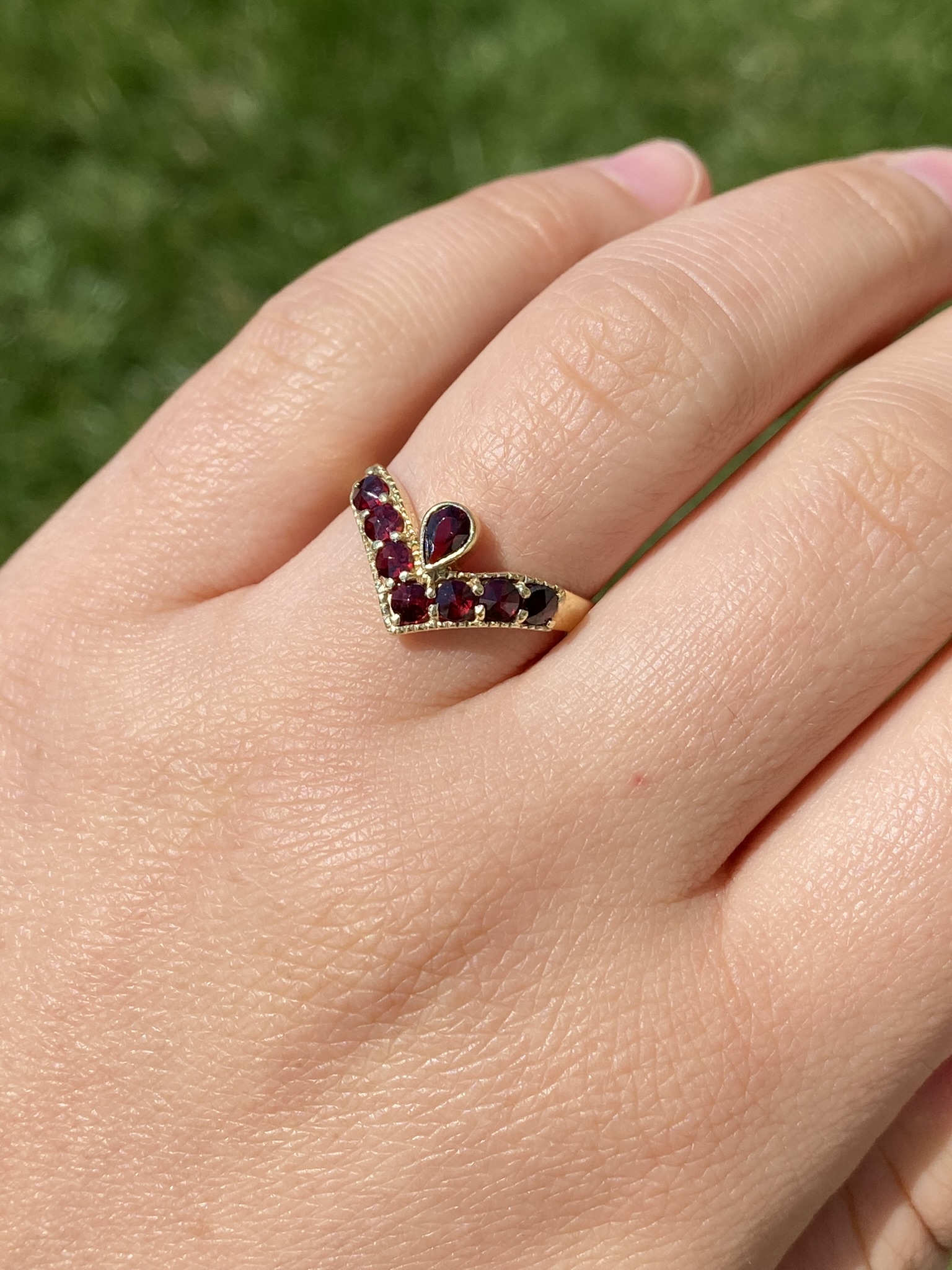 SOLD - The Bilbarin: English Bohemian Rose Cut Garnet Ring in Yellow Gold - Image 9