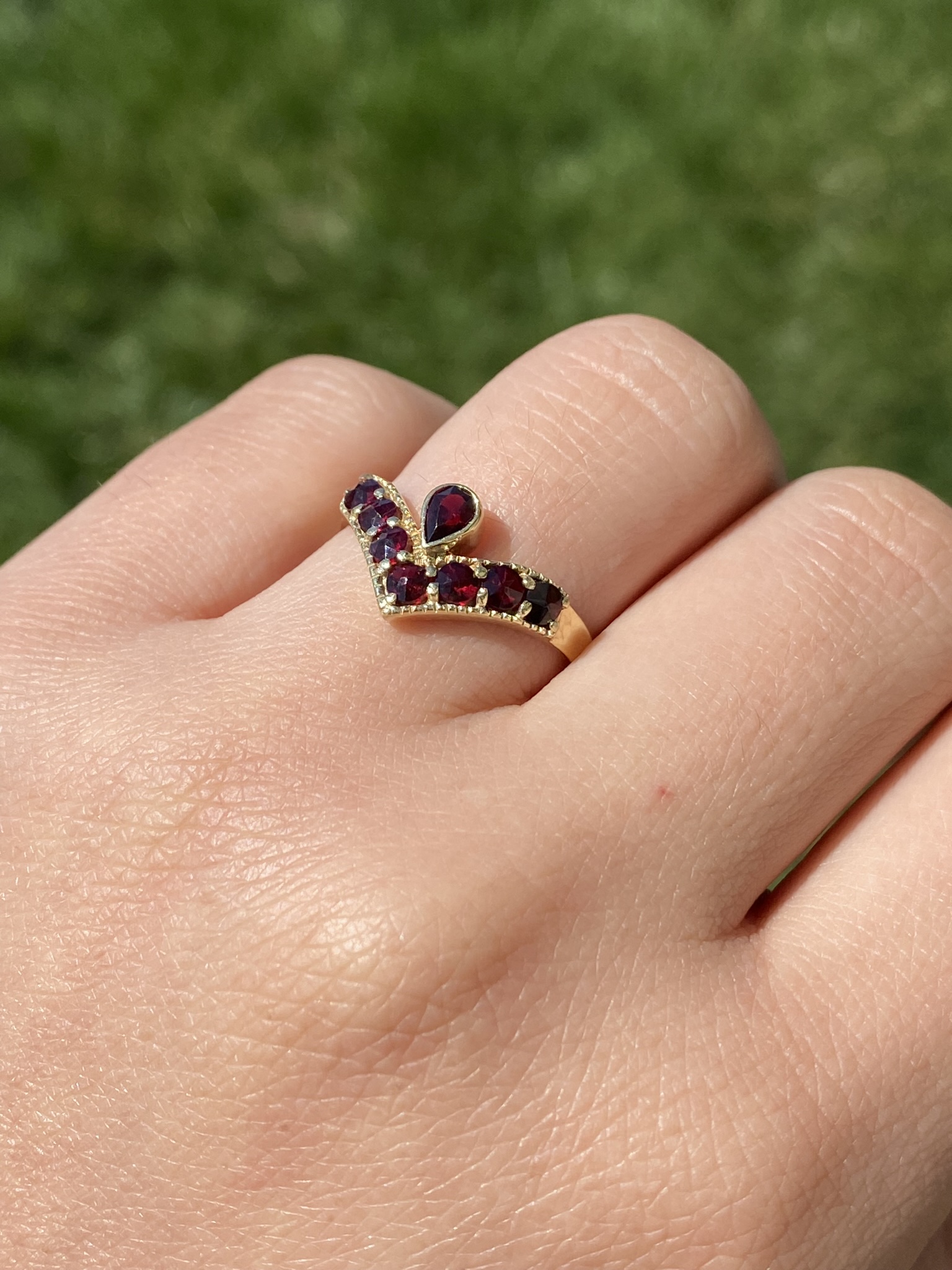 SOLD - The Bilbarin: English Bohemian Rose Cut Garnet Ring in Yellow Gold - Image 10