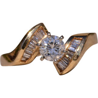 SOLD - The Vinemount:  Yellow Gold Bypass Style Engagement Ring with Natural Diamonds