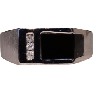 The Ardath: White Gold Onyx and Diamonds Gentleman's Ring