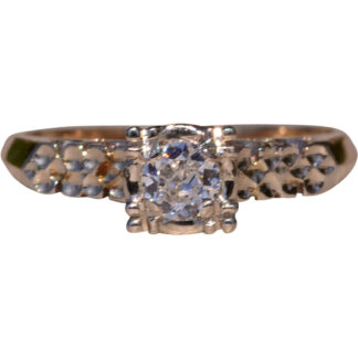 The Woolocutty:  Vintage Two Tone Engagement Ring set with Old European Cut Natural Diamond