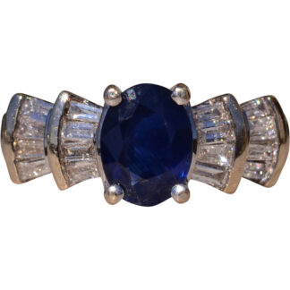 SOLD - The Fyffe:  White Gold Sapphire and Diamond Ring