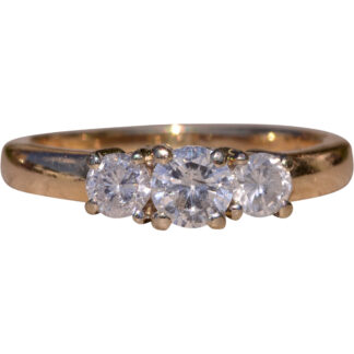 SOLD - The Gurley: Vintage Yellow Gold Three Stone Ring set with Diamonds