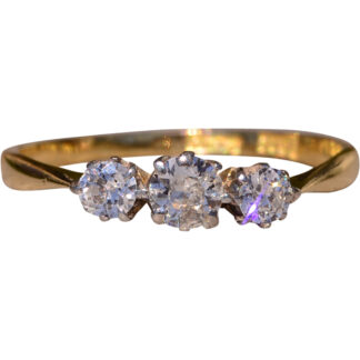 SOLD - The Tammin: Old European Cut Natural Diamond Antique Three Stone Ring