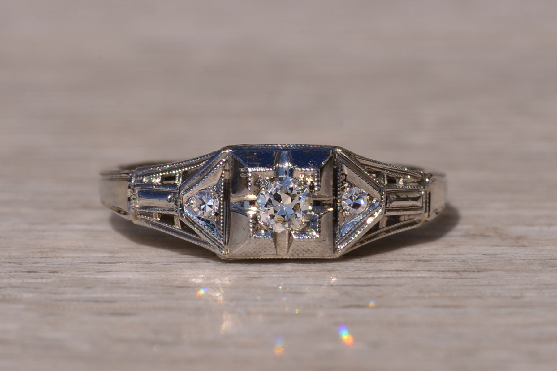 SOLD - The South Yilgarn: Art Deco Engagement Ring with Natural Diamonds - Image 2
