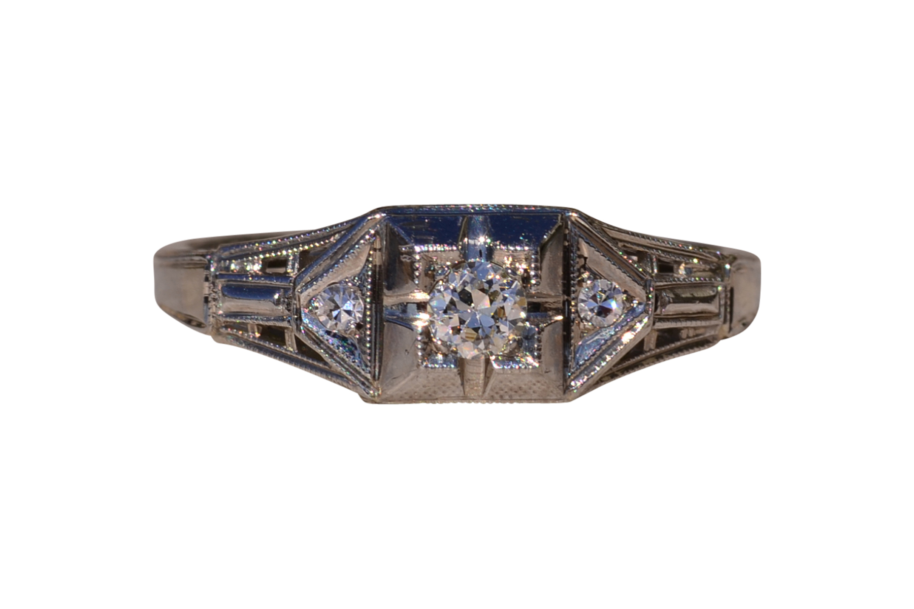 SOLD - The South Yilgarn: Art Deco Engagement Ring with Natural Diamonds