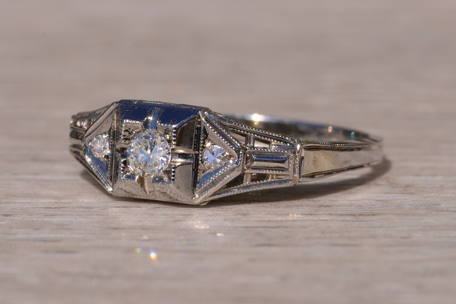 SOLD - The South Yilgarn: Art Deco Engagement Ring with Natural Diamonds - Image 3