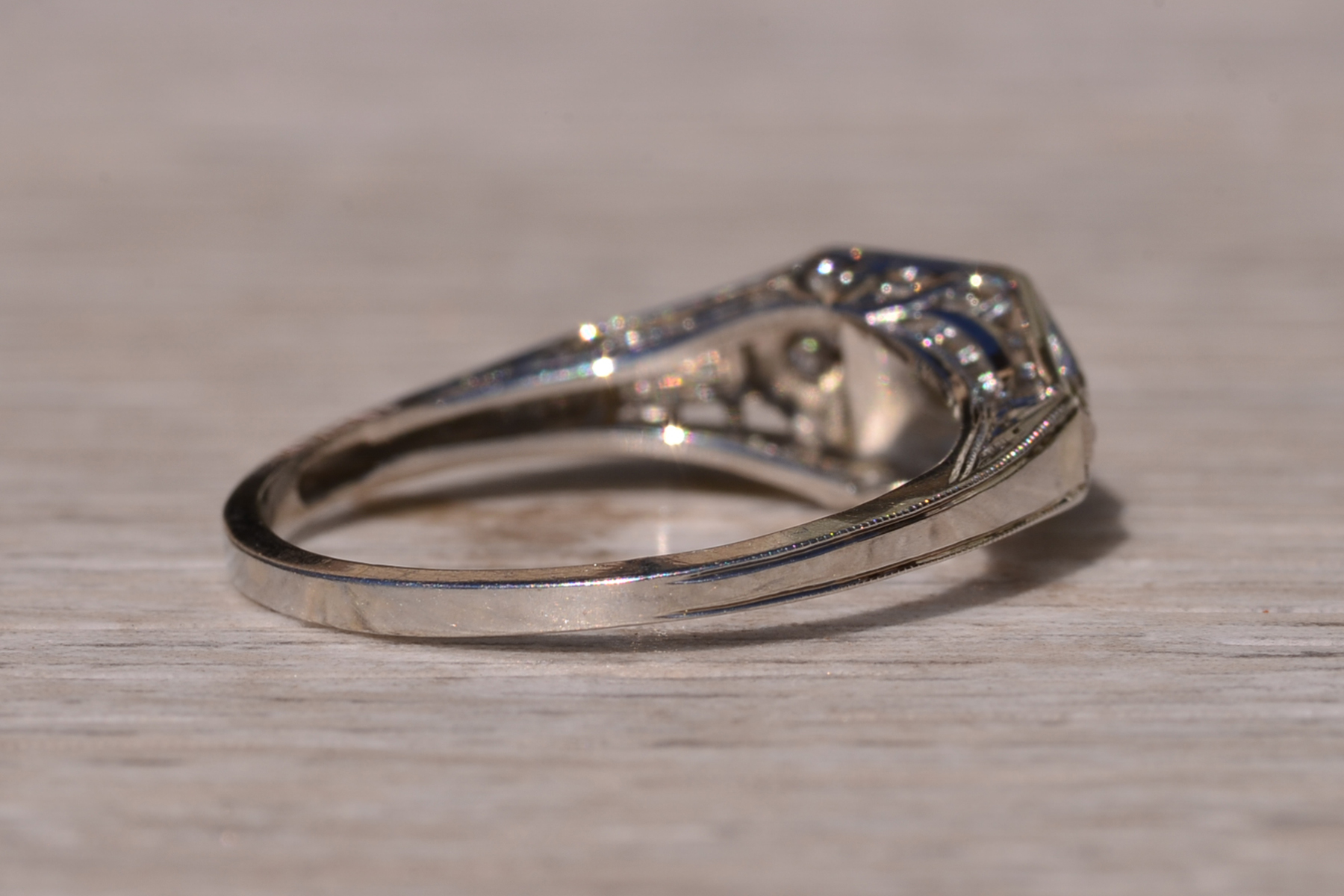 SOLD - The South Yilgarn: Art Deco Engagement Ring with Natural Diamonds - Image 5
