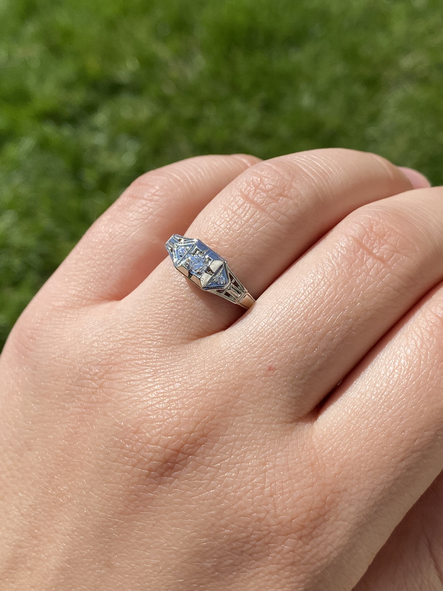SOLD - The South Yilgarn: Art Deco Engagement Ring with Natural Diamonds - Image 10