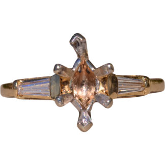 Yellow Gold Tapered Baguette Mounting for Marquise
