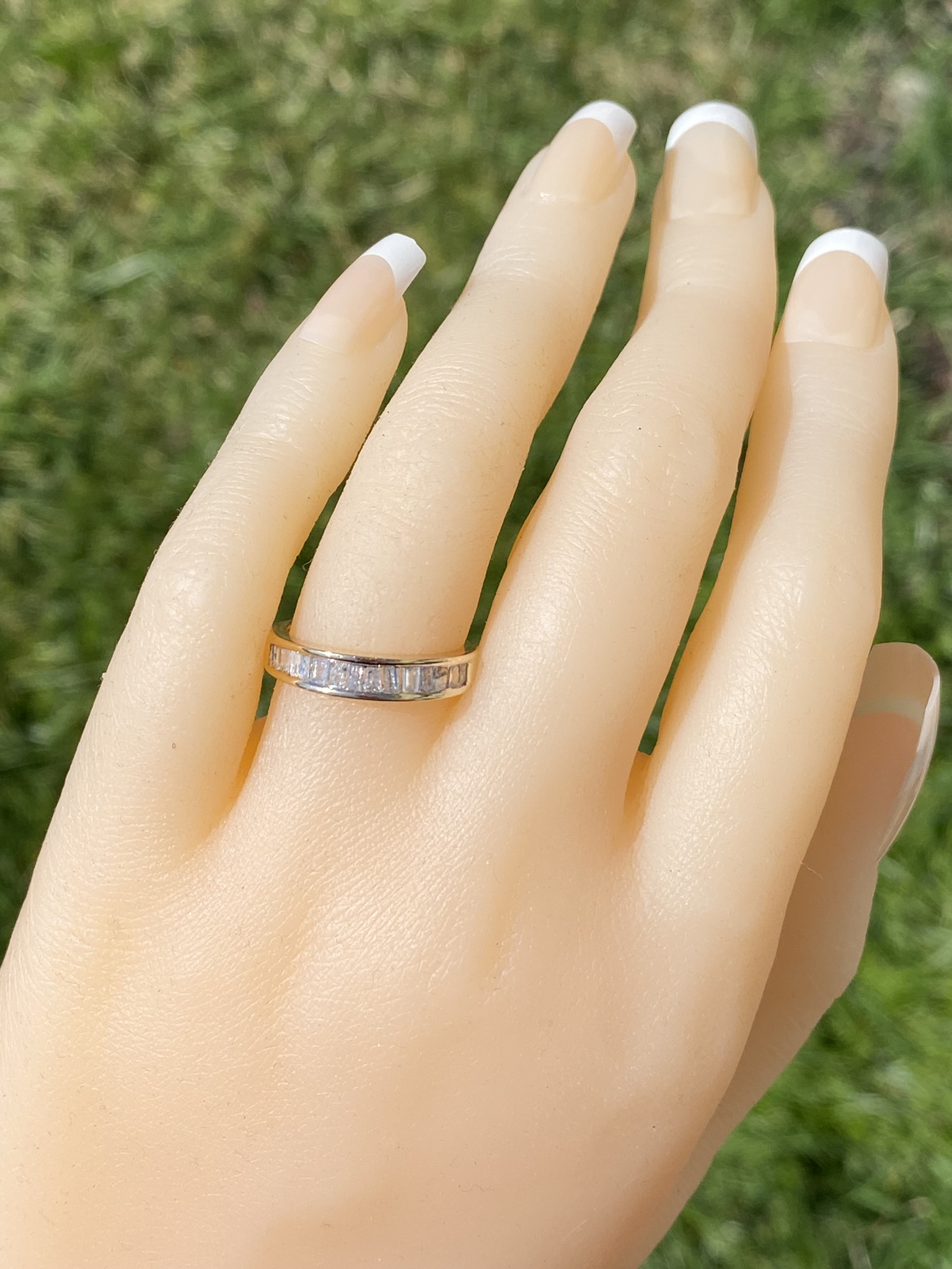 SOLD - The Owens Cross Roads: Yellow Gold Channel Set Baguette Band with Diamonds - Image 8