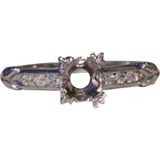 Antique Platinum Semi Mount with Natural Diamonds