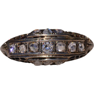 The Double Springs: Antique White Gold Art Deco Rose Cut Diamond Ring