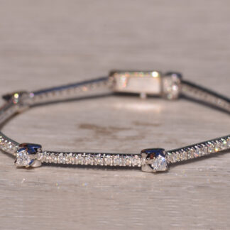 The Peconic:  White Gold Station Diamond Bracelet with Natural Diamonds