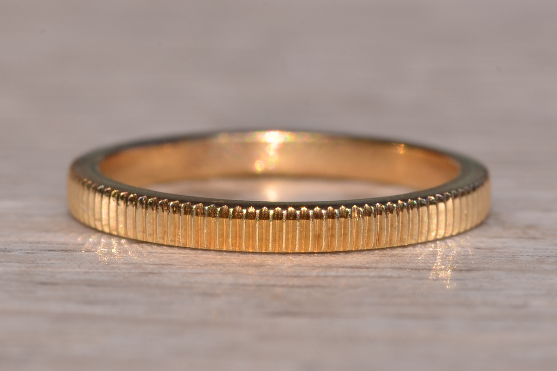SOLD - The Bodallin: Yellow Gold Reeded Eternity Band - Image 2