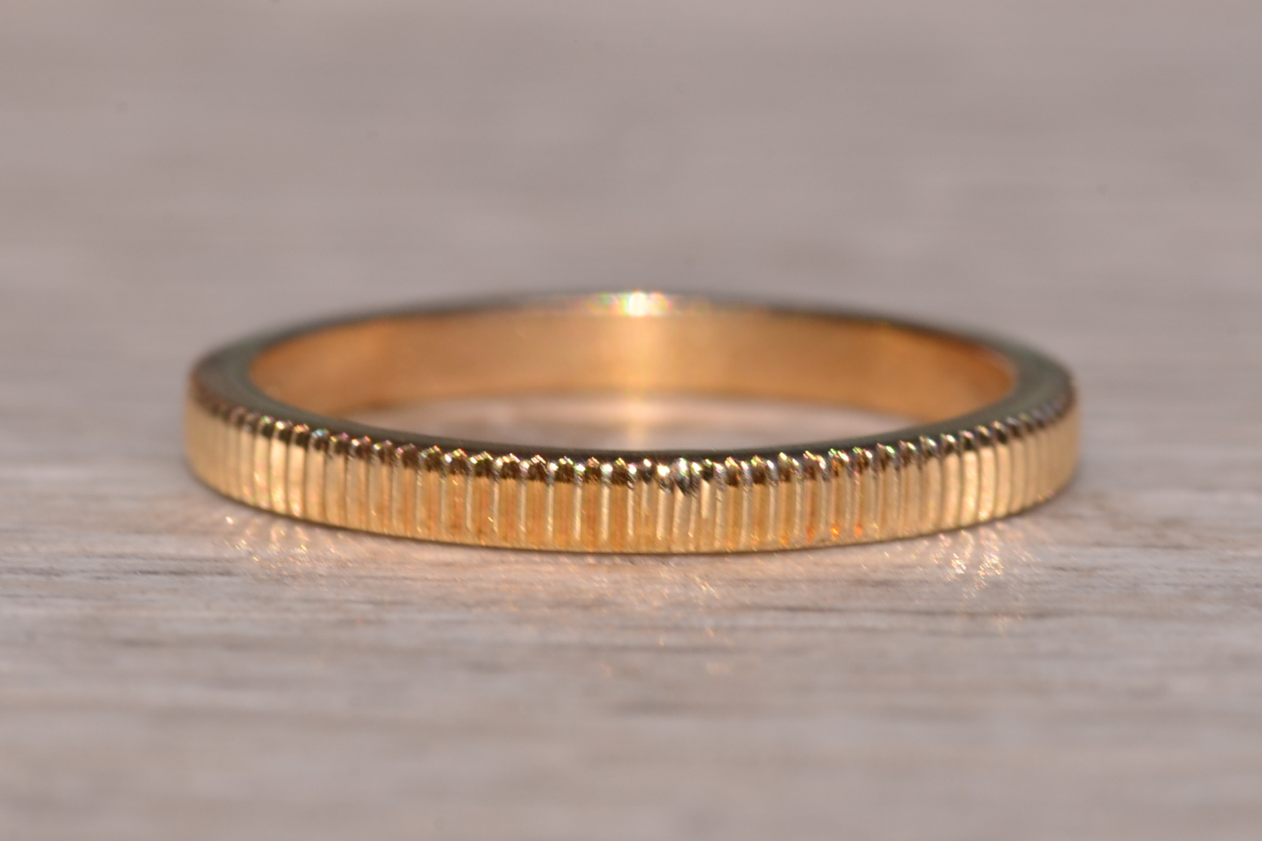 SOLD - The Bodallin: Yellow Gold Reeded Eternity Band - Image 4
