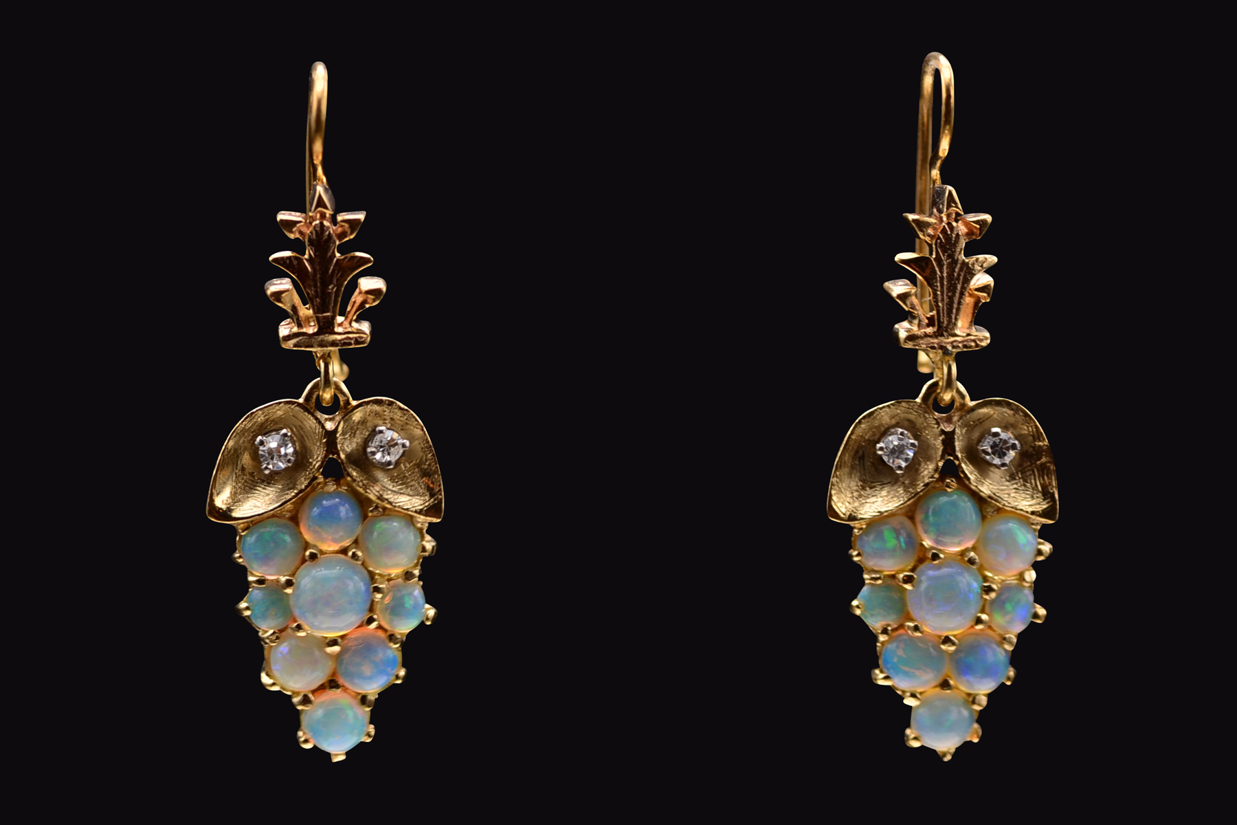 SOLD - The Grapa: Vintage Opal Earrings with Diamonds - Image 2