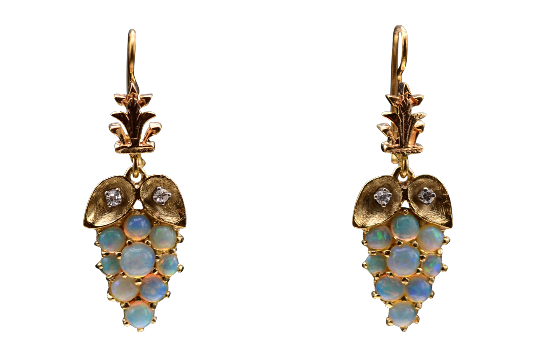 SOLD - The Grapa: Vintage Opal Earrings with Diamonds