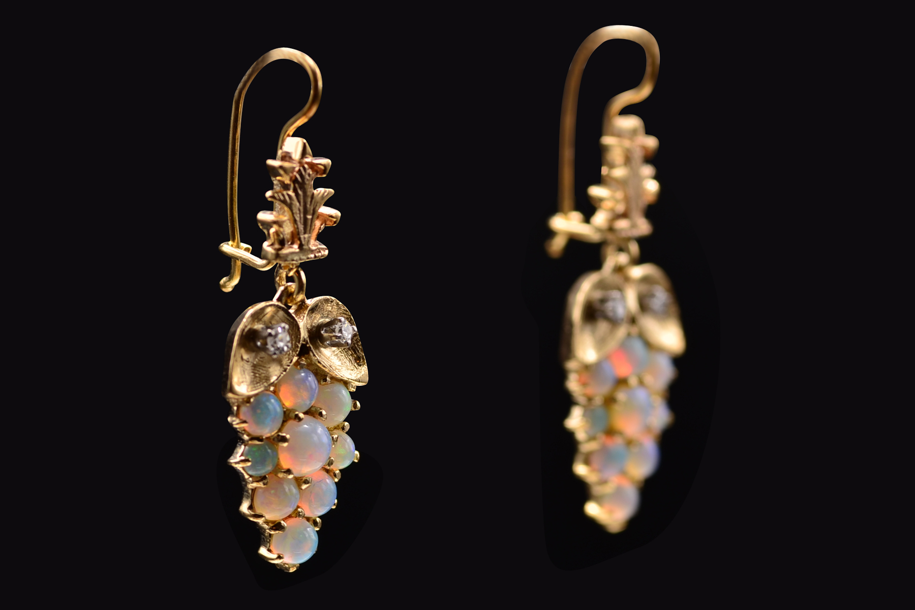 SOLD - The Grapa: Vintage Opal Earrings with Diamonds - Image 3