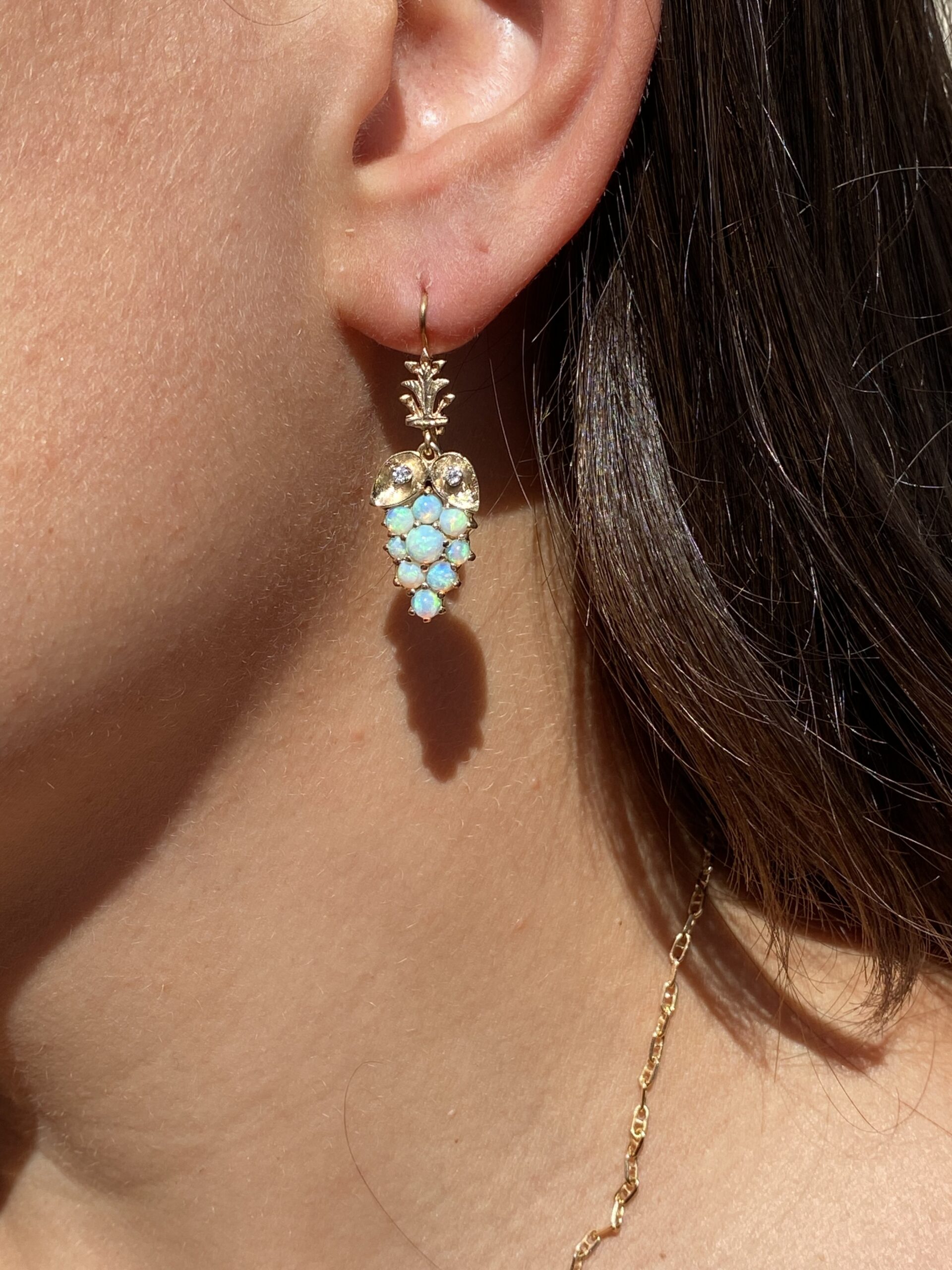 SOLD - The Grapa: Vintage Opal Earrings with Diamonds - Image 4