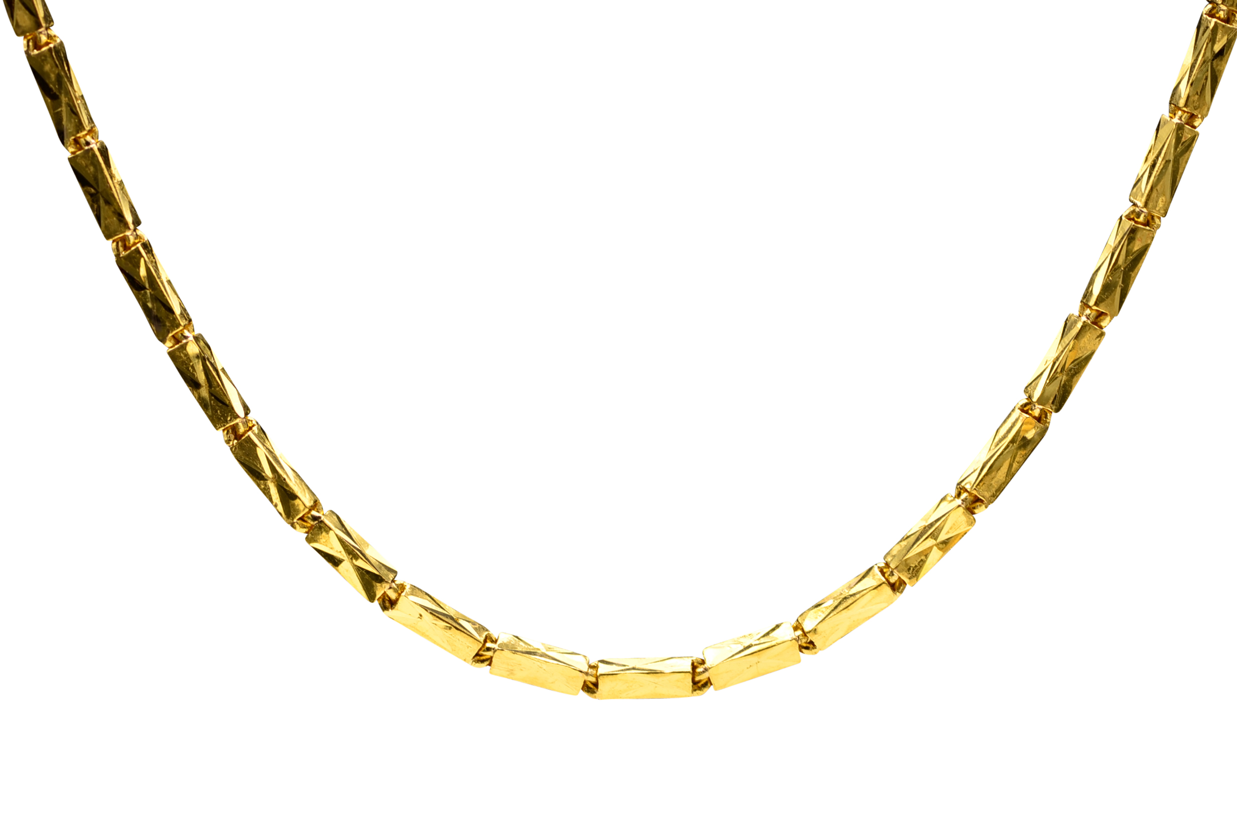 SOLD - The Dijon: 22 Karat Handmade Yellow Gold Chain with Diamond Cut Rectangles
