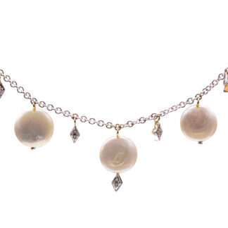 The Wedding Day:  Classic Pearl and Diamond Princess Necklace in White Gold