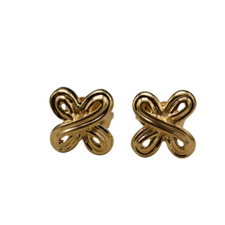SOLD - The Placenza: Vintage Signed Yellow Gold X Earrings