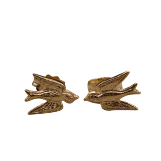 SOLD - The Birding:  Yellow Gold Dove Earrings