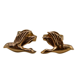 SOLD - The Goose:  Signed Goose Earrings in Yellow Gold