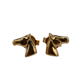 SOLD - The Equest: Yellow Gold Equestrian Earrings Featuring Horses