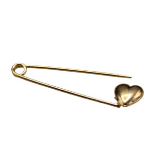 SOLD - The Bridgewater: Vintage Safety Pin in Yellow Gold with Heart Shaped Closure